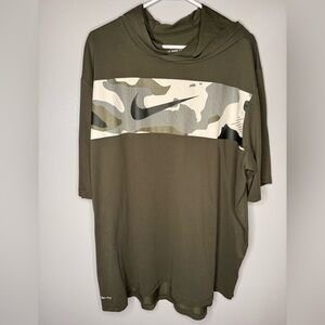 Nike Dri-FIT Camo Olive Green Short Sleeve Hoodie